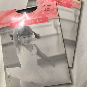 2 Capezio child black opaque footed dance tights